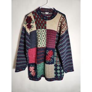 Women's Sip N Shore Vintage 90's Patchwork Sweater in size Large